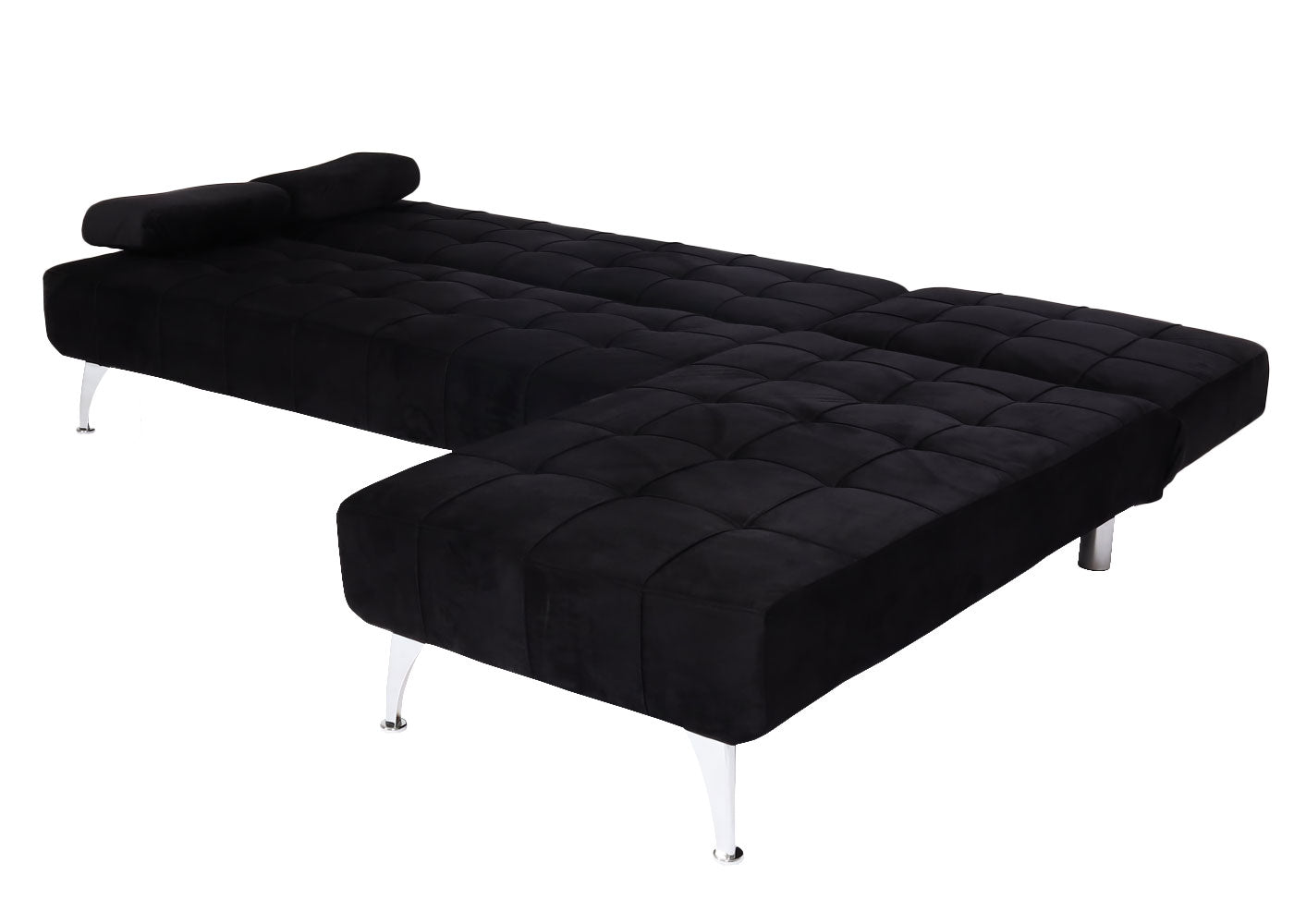 Cosmo Casa - Slaapbank - Slaapfunctie - Fluweel - Zwart - 236 cm