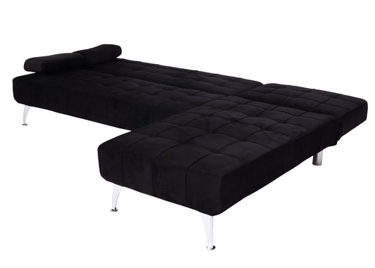 Cosmo Casa - Slaapbank - Slaapfunctie - Fluweel - Zwart - 236 cm
