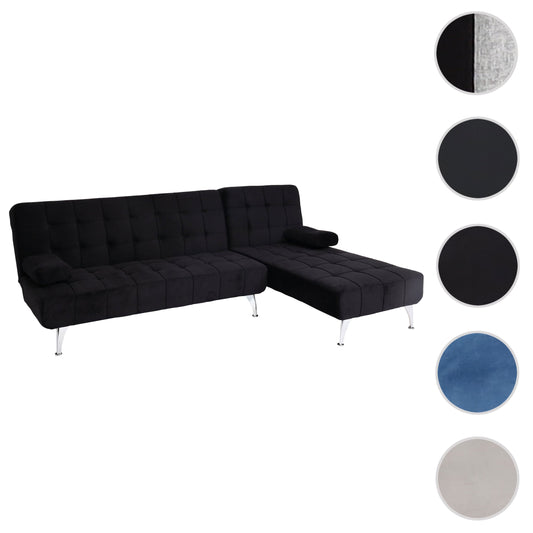 Cosmo Casa - Slaapbank - Slaapfunctie - Fluweel - Zwart - 236 cm