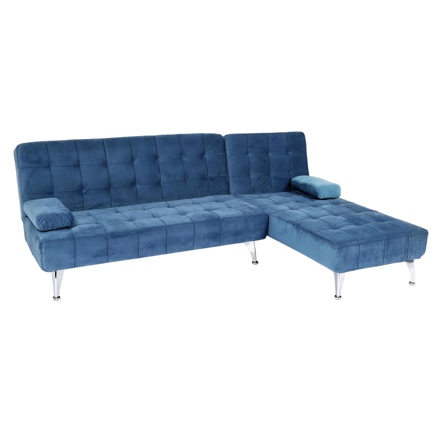 Cosmo Casa - Slaapbank - Slaapfunctie - Fluweel - Blauw - 236 cm