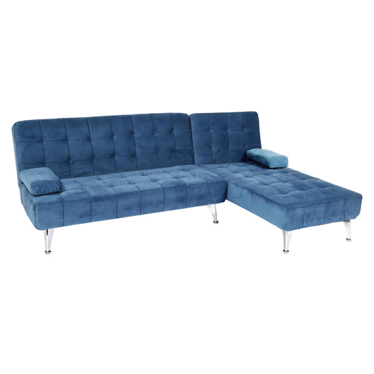 Cosmo Casa - Slaapbank - Slaapfunctie - Fluweel - Blauw - 236 cm