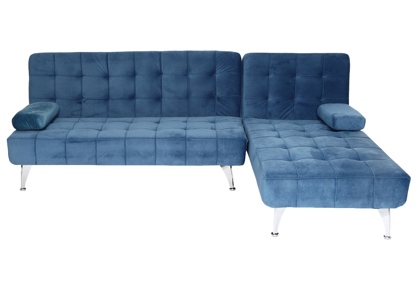 Cosmo Casa - Slaapbank - Slaapfunctie - Fluweel - Blauw - 236 cm