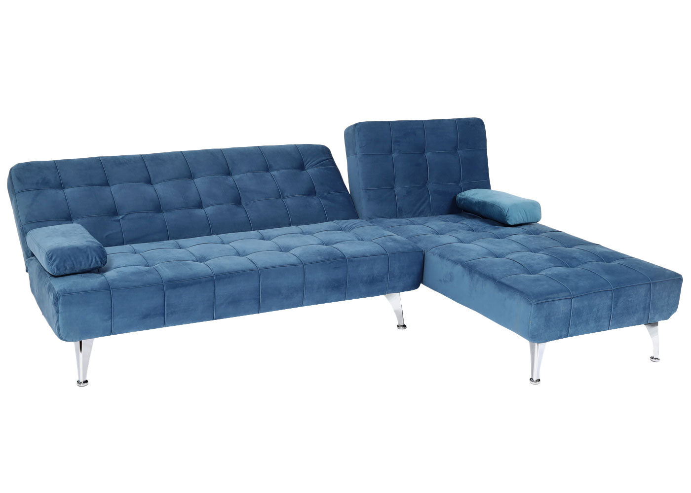 Cosmo Casa - Slaapbank - Slaapfunctie - Fluweel - Blauw - 236 cm