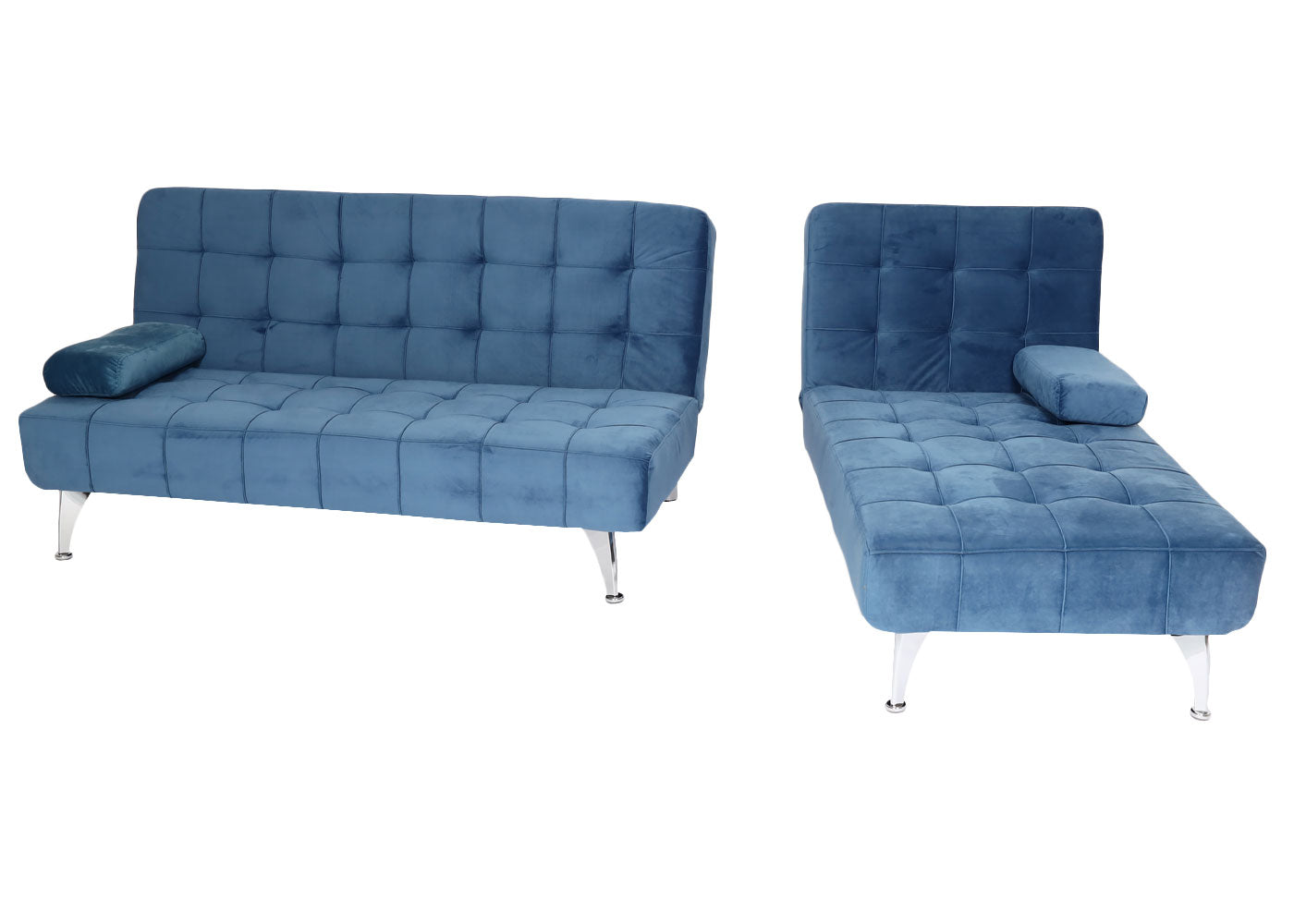 Cosmo Casa - Slaapbank - Slaapfunctie - Fluweel - Blauw - 236 cm