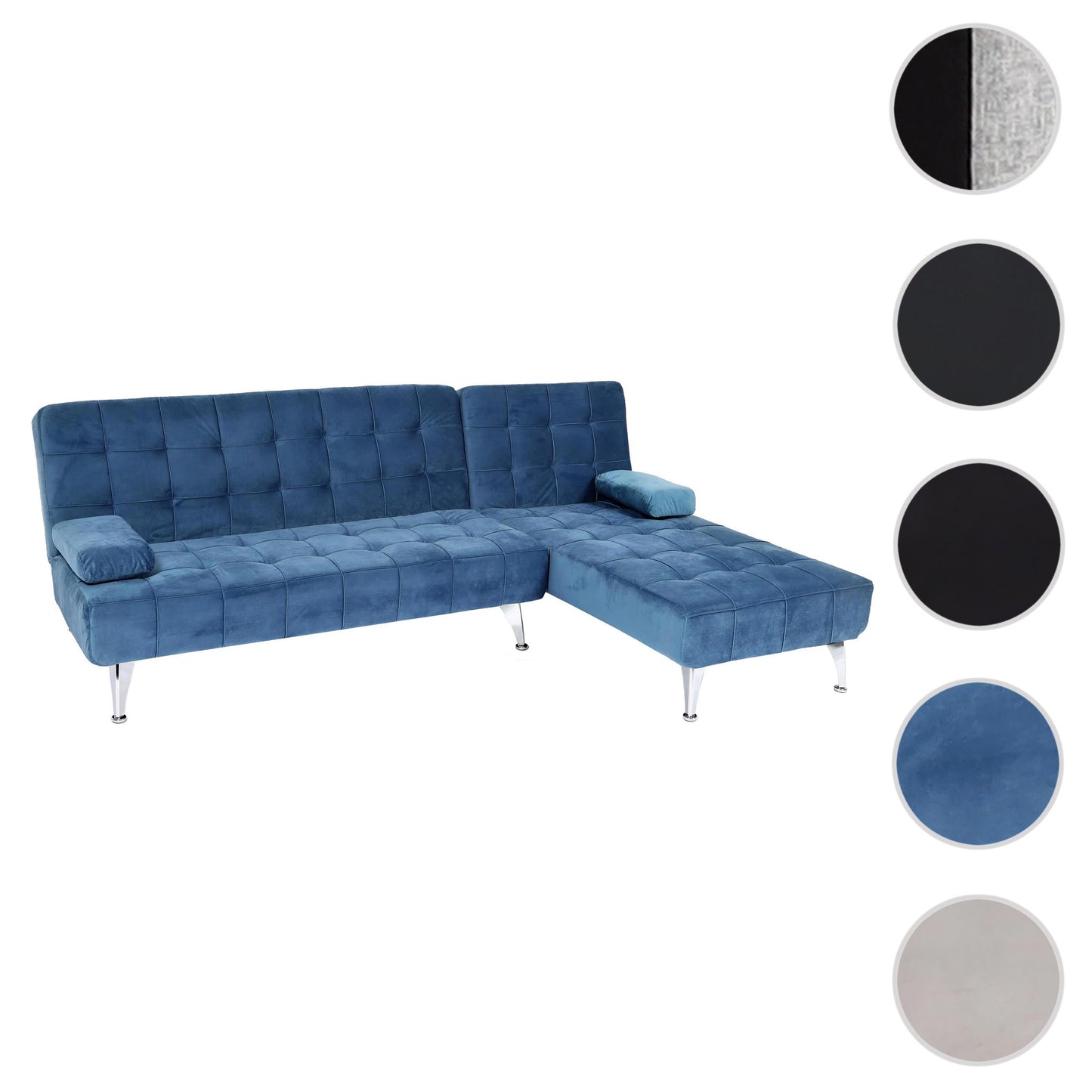 Cosmo Casa - Slaapbank - Slaapfunctie - Fluweel - Blauw - 236 cm
