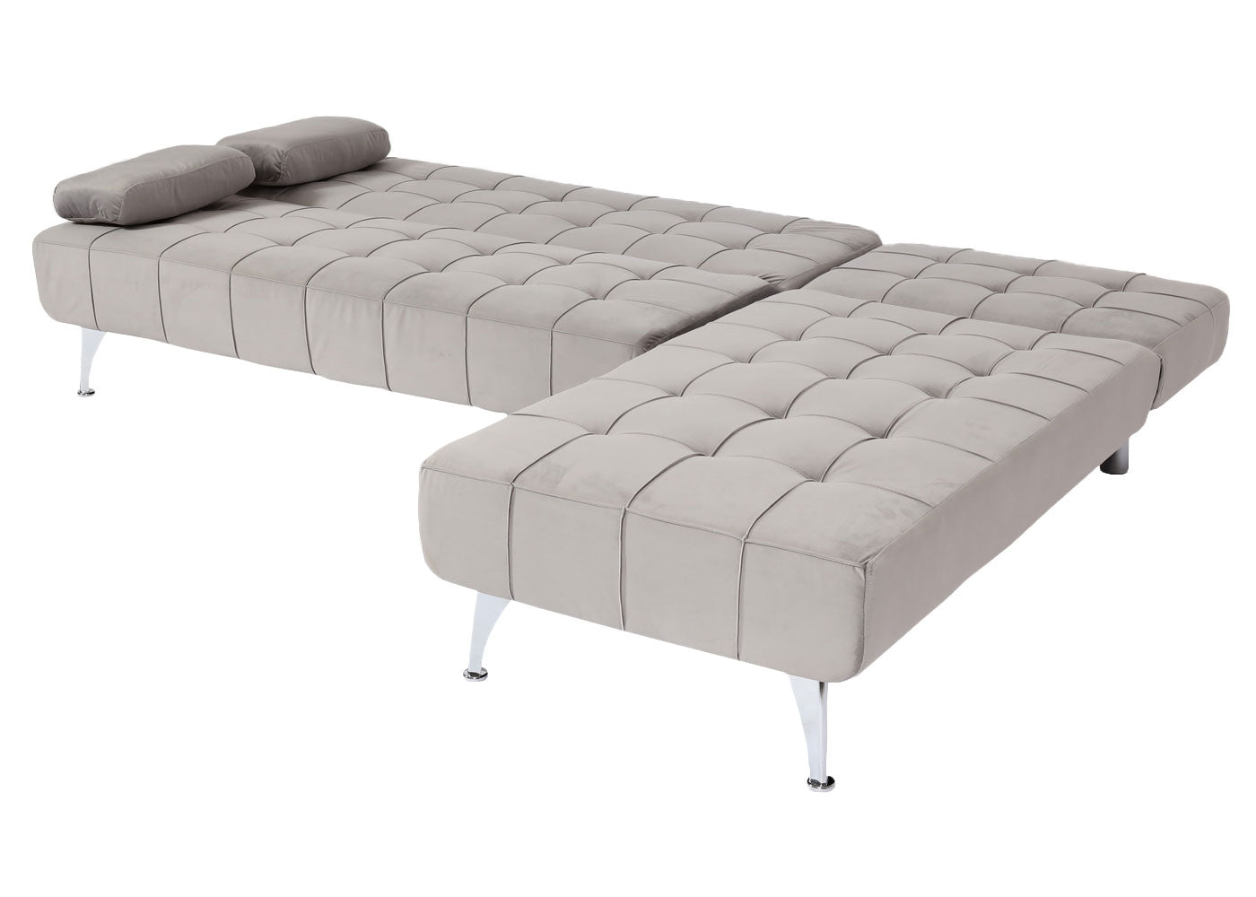 Cosmo Casa - Slaapbank - Slaapfunctie - Fluweel - Grijs - 236 cm