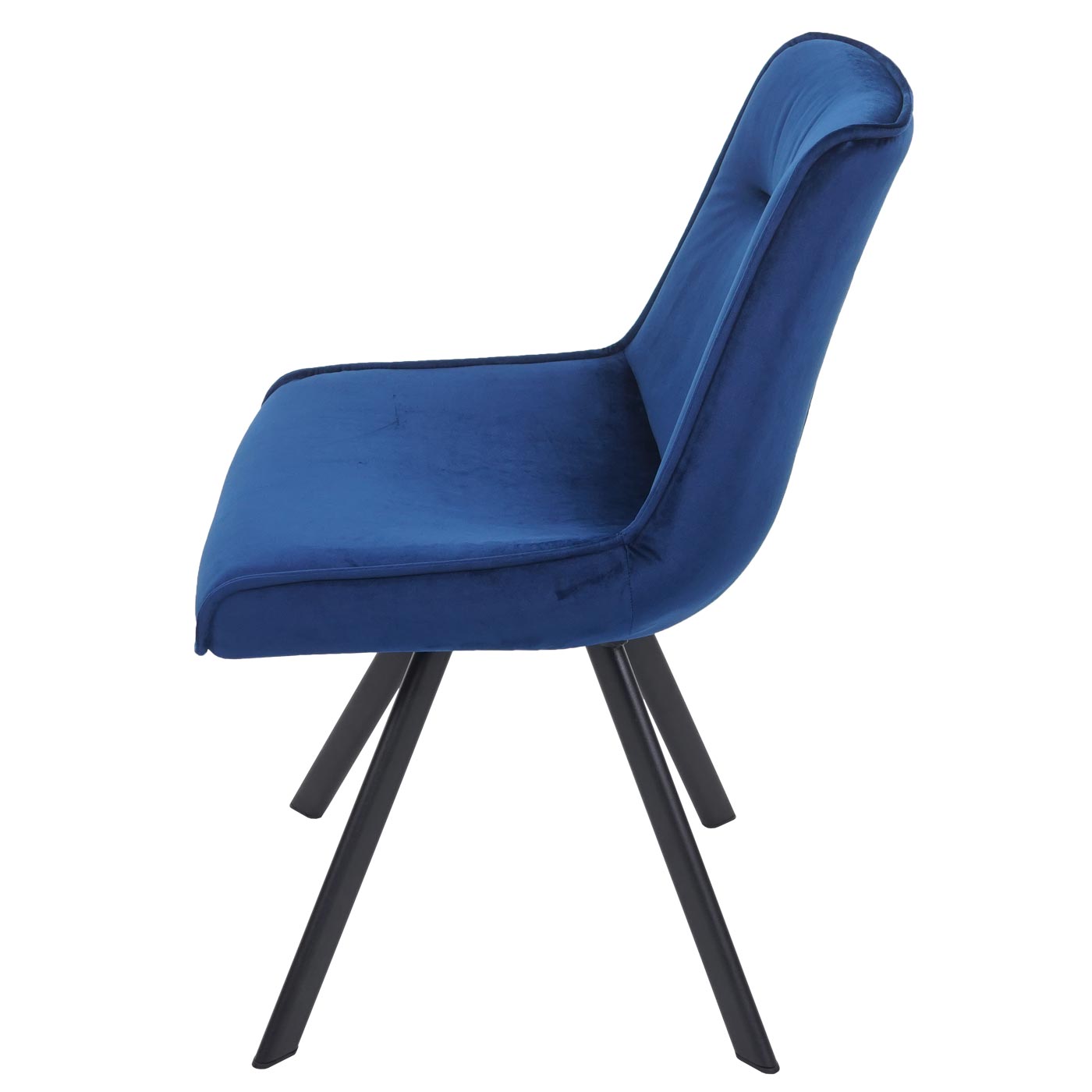 Cosmo Casa - Set van 2 Eetkamerstoelen - Gestoffeerd - Fluweel & Metaal - Blauw