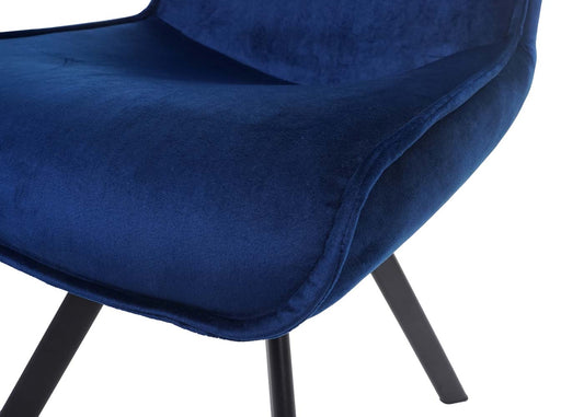 Cosmo Casa - Set van 2 Eetkamerstoelen - Gestoffeerd - Fluweel & Metaal - Blauw