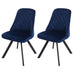 Cosmo Casa - Set van 2 Eetkamerstoelen - Gestoffeerd - Fluweel - Blauw