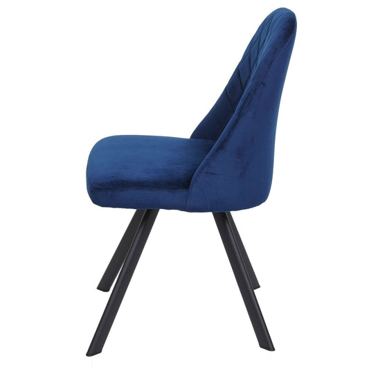 Cosmo Casa - Set van 2 Eetkamerstoelen - Gestoffeerd - Fluweel - Blauw