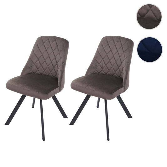 Cosmo Casa - Set van 2 Eetkamerstoelen - Gestoffeerd - Fluweel & Metaal - Donkerbruin