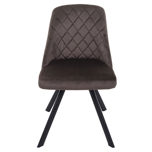 Cosmo Casa - Set van 2 Eetkamerstoelen - Gestoffeerd - Fluweel & Metaal - Donkerbruin