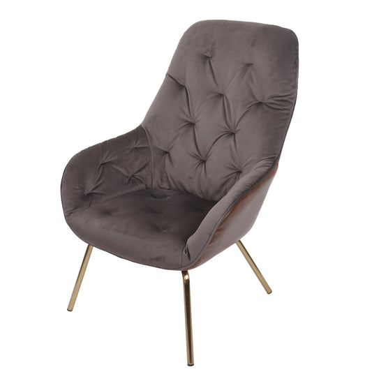 Cosmo Casa - Eetkamerstoel - Gestoffeerd - Fluweel & Metaal - Lichtbruin