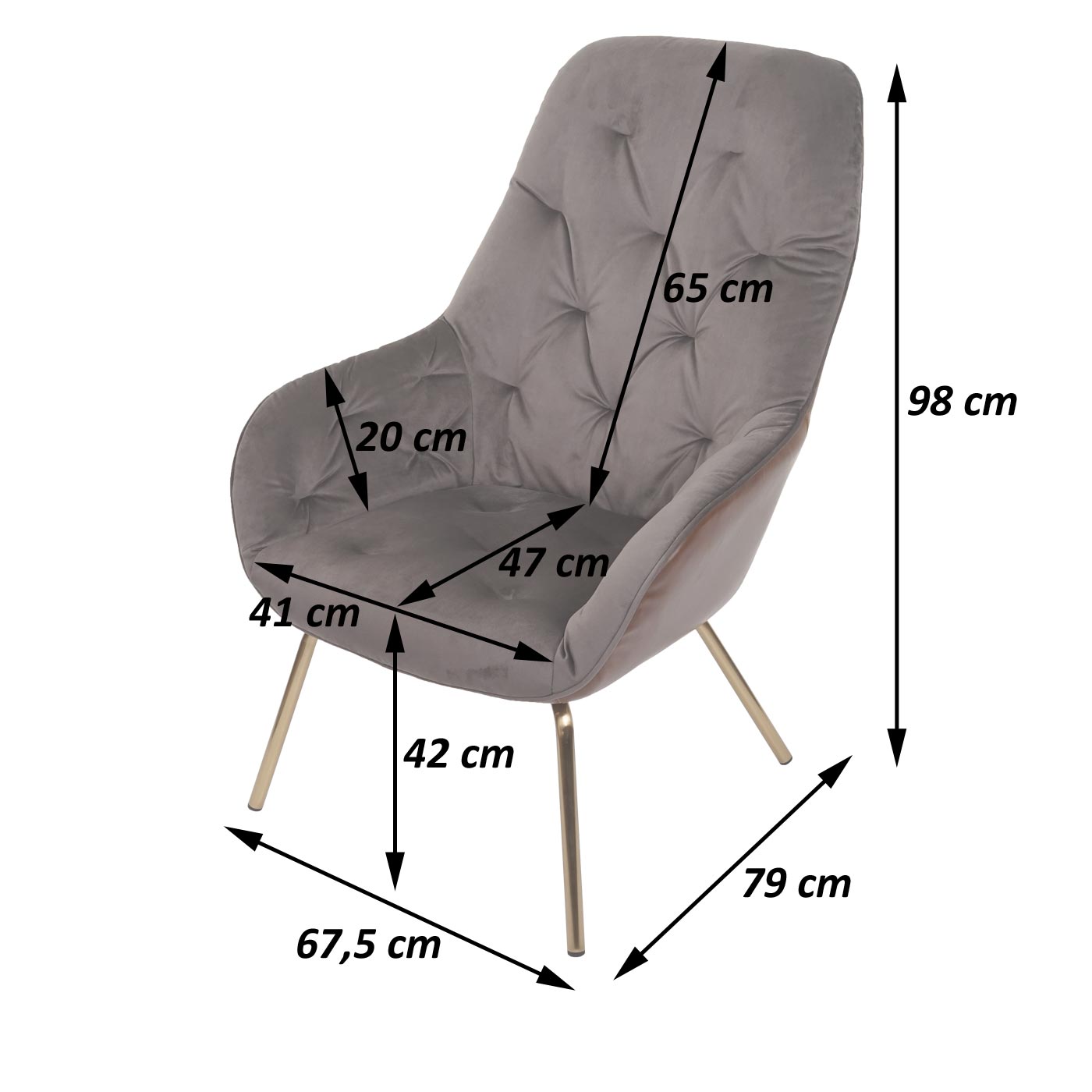 Cosmo Casa - Eetkamerstoel - Gestoffeerd - Fluweel & Metaal - Lichtbruin