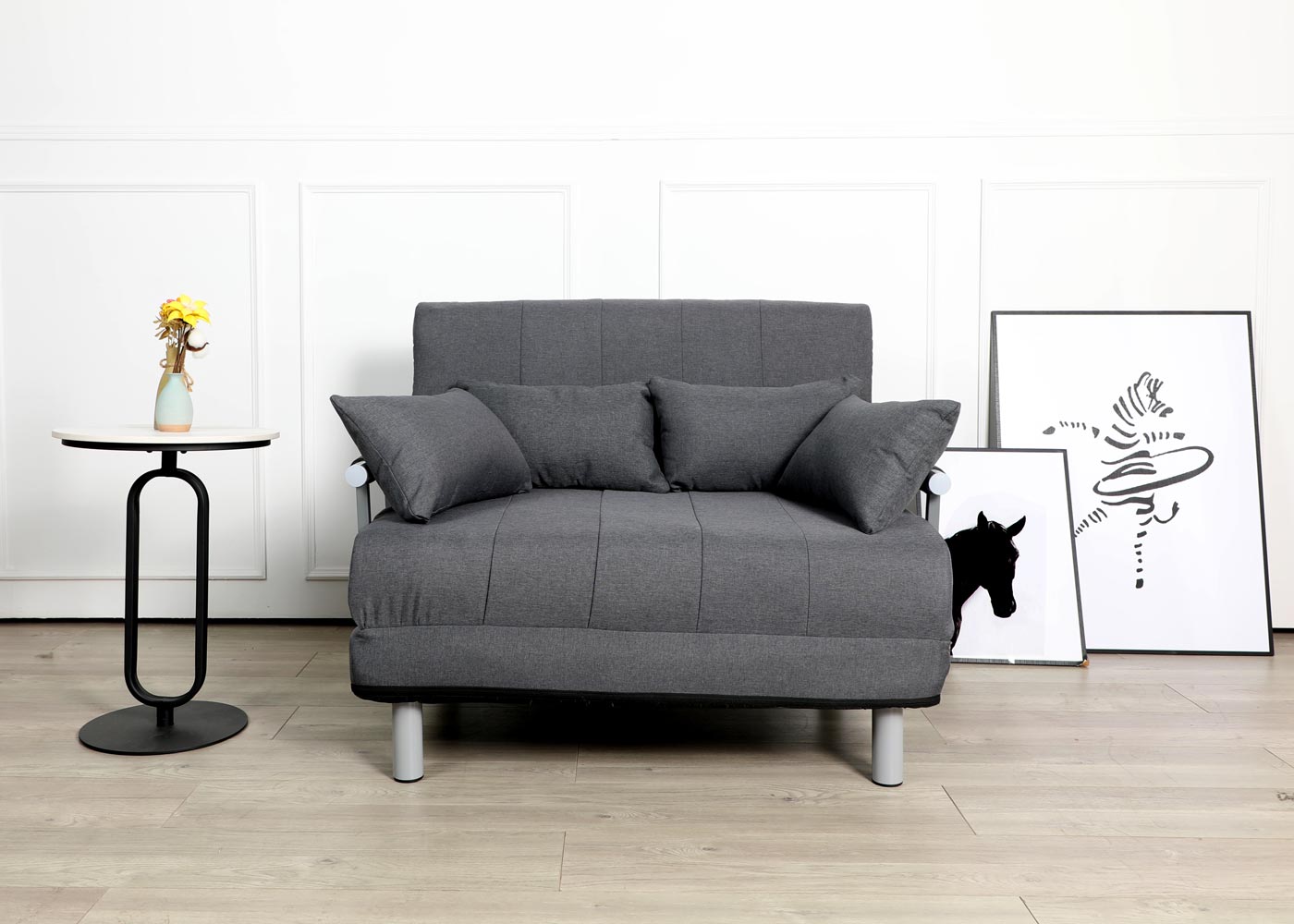 Cosmo Casa - Slaapstoel - Klapbaar - Textiel - Donkergrijs - 186×97 cm