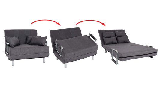 Cosmo Casa - Slaapstoel - Klapbaar - Textiel - Donkergrijs - 186×97 cm