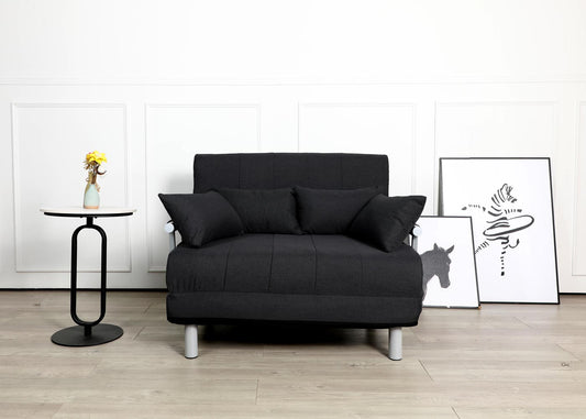 Cosmo Casa - Slaapstoel - Klapbaar - Textiel - Zwart - 186×97 cm