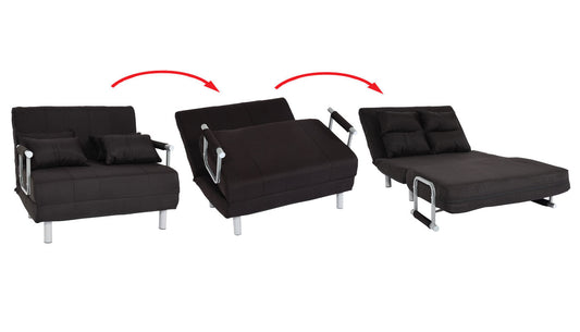 Cosmo Casa - Slaapstoel - Klapbaar - Textiel - Zwart - 186×97 cm