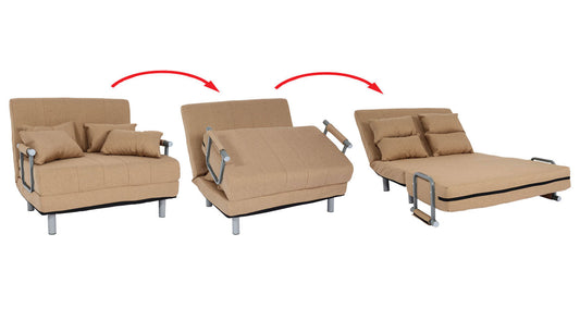 Cosmo Casa - Slaapstoel - Klapbaar - Textiel - Crème-Beige - 186×97 cm