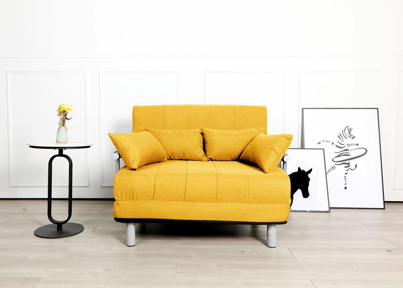 Cosmo Casa - Slaapstoel - Klapbaar - Textiel - Geel - 186×97 cm