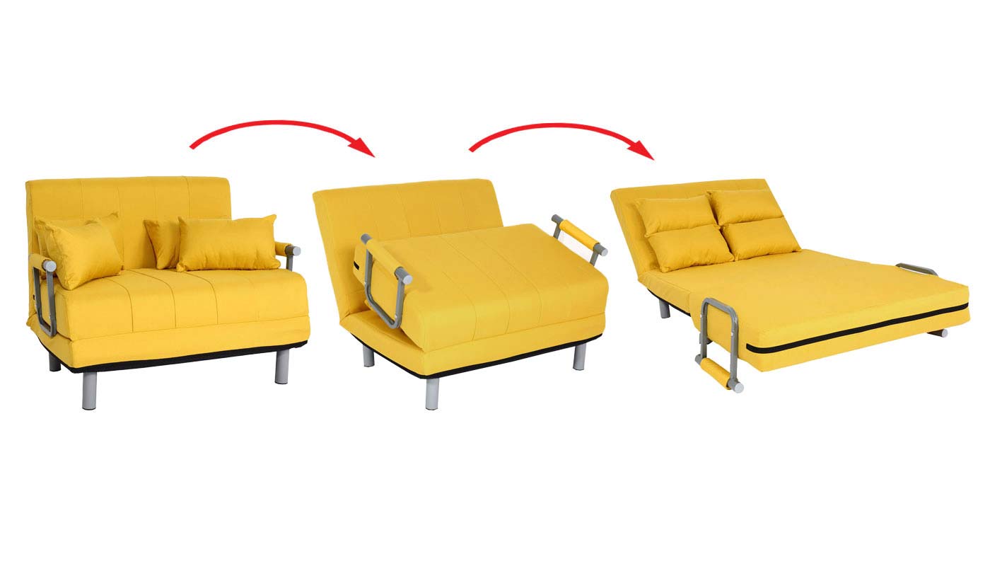 Cosmo Casa - Slaapstoel - Klapbaar - Textiel - Geel - 186×97 cm