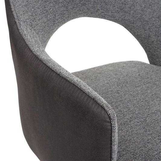 Cosmo Casa - Eetkamerstoel - Swivel - Textiel - Grijs-Donkergrijs