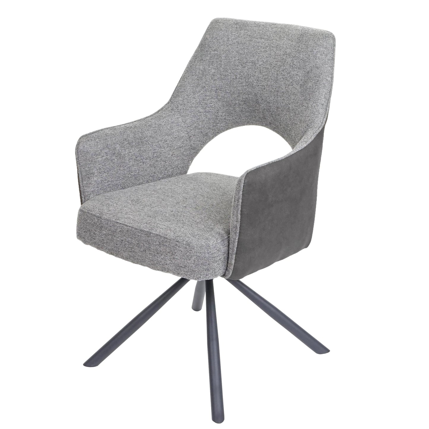 Cosmo Casa - Eetkamerstoel - Swivel - Textiel - Grijs-Donkergrijs
