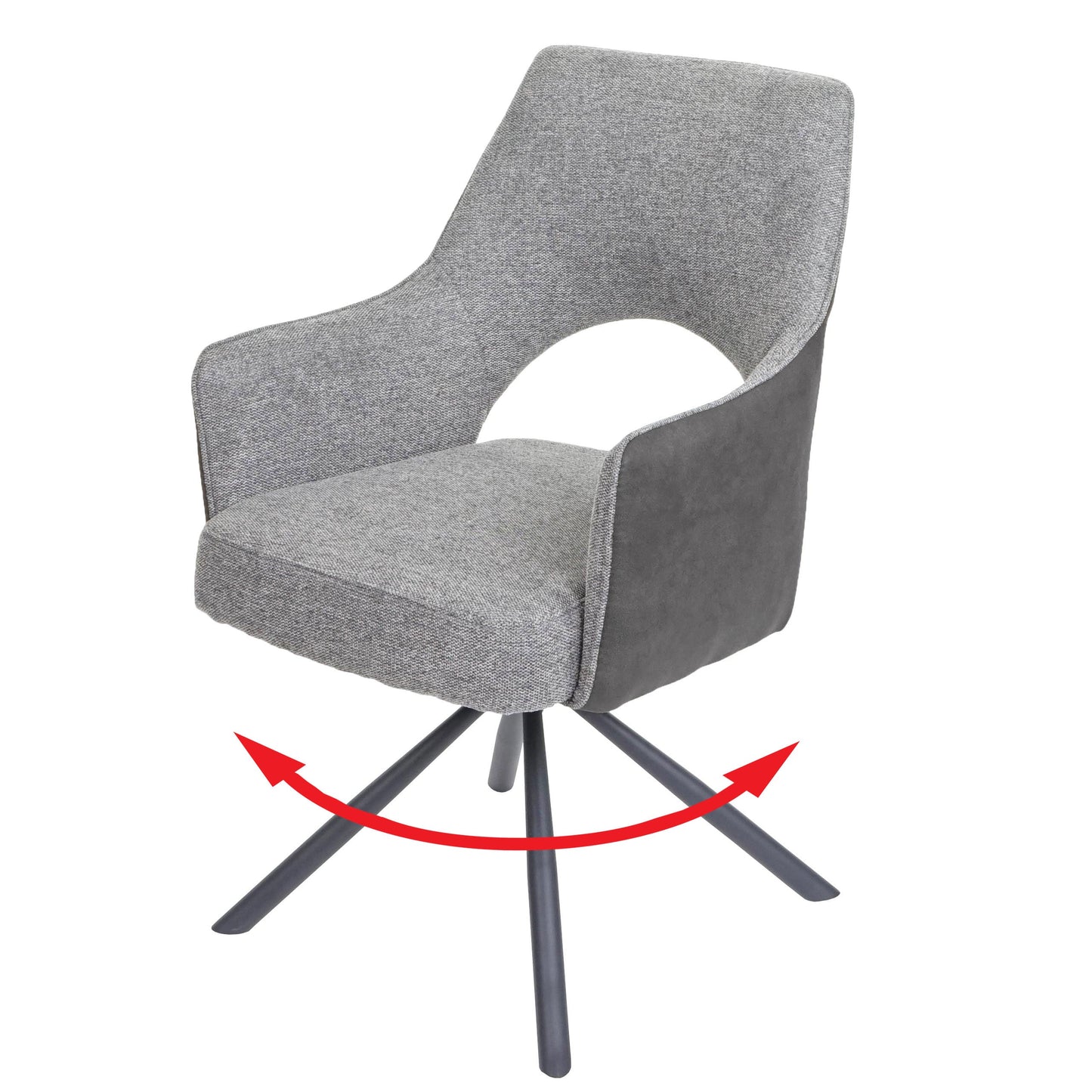 Cosmo Casa - Eetkamerstoel - Swivel - Textiel - Grijs-Donkergrijs