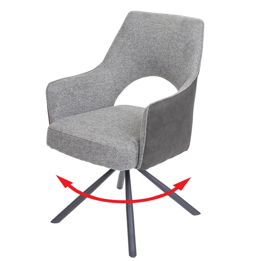Cosmo Casa - Eetkamerstoel - Swivel - Textiel - Grijs-Donkergrijs