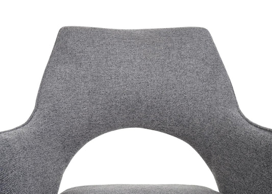 Cosmo Casa - Eetkamerstoel - Swivel - Textiel - Grijs-Donkergrijs