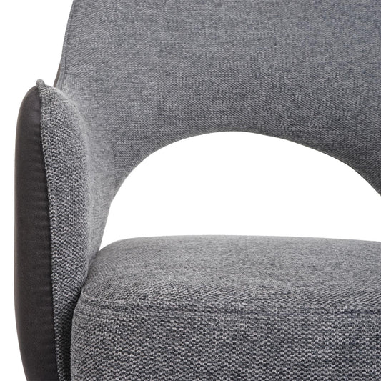 Cosmo Casa - Eetkamerstoel - Swivel - Textiel - Grijs-Donkergrijs