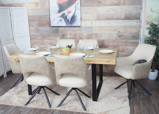 Cosmo Casa - Eetkamerstoel - Swivel - Textiel - Crème