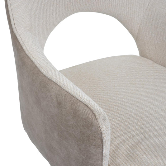 Cosmo Casa - Eetkamerstoel - Swivel - Textiel - Crème