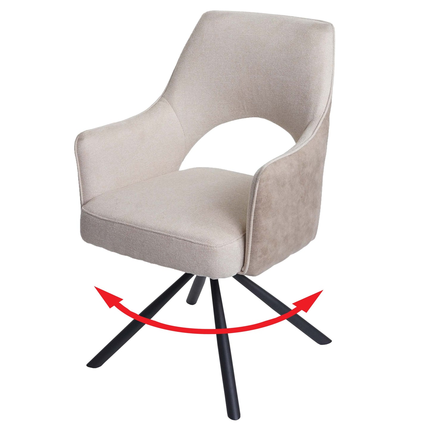 Cosmo Casa - Eetkamerstoel - Swivel - Textiel - Crème