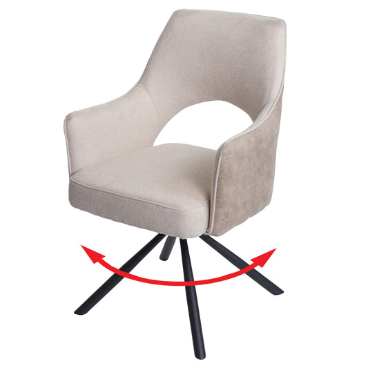 Cosmo Casa - Eetkamerstoel - Swivel - Textiel - Crème
