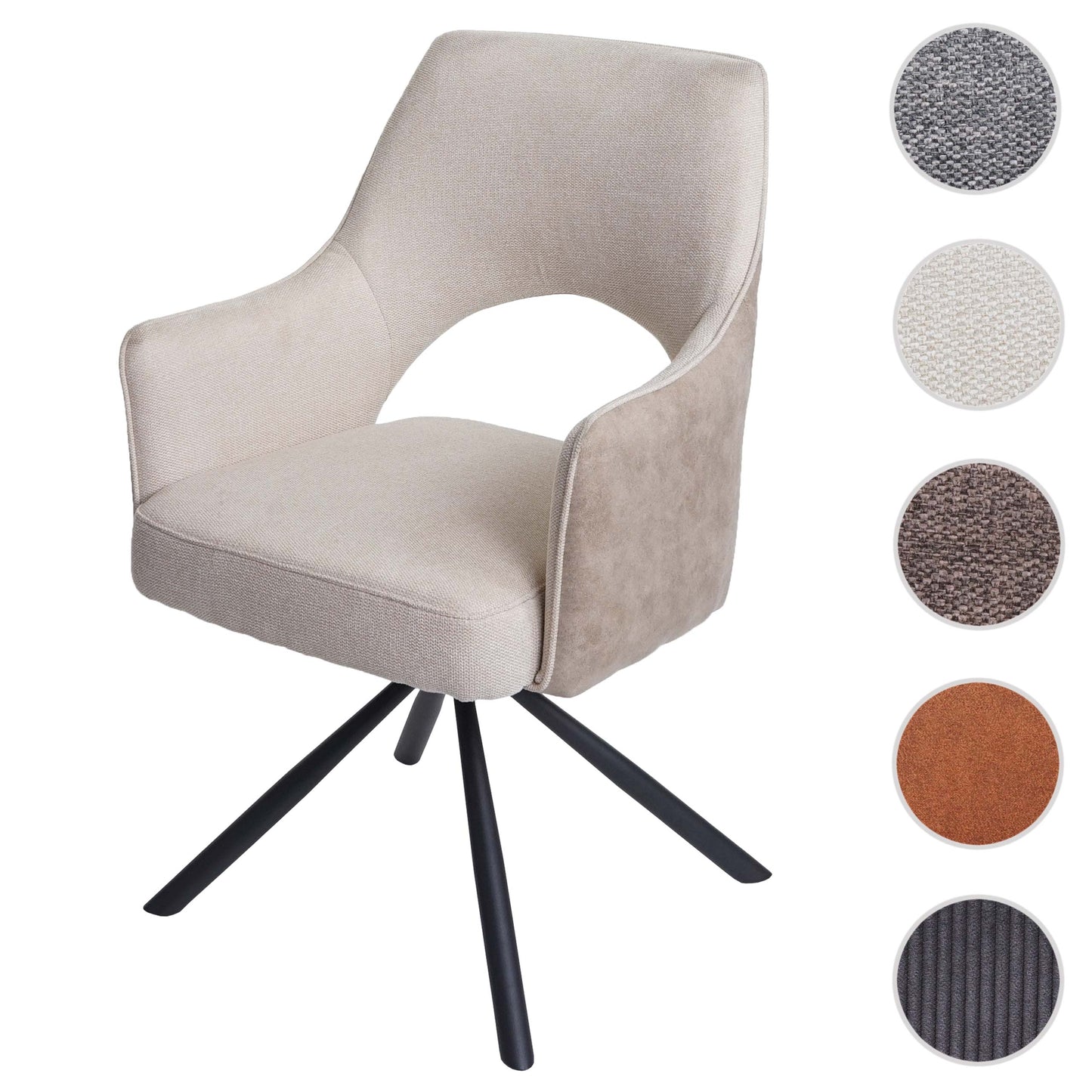 Cosmo Casa - Eetkamerstoel - Swivel - Textiel - Crème