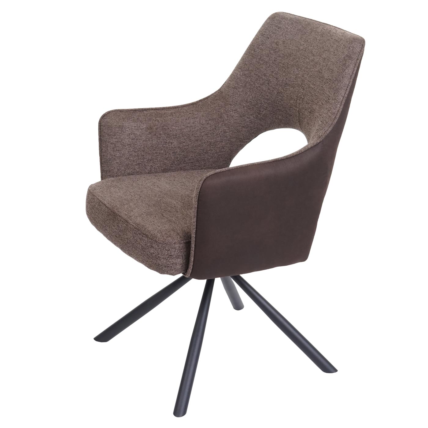 Cosmo Casa - Eetkamerstoel - Swivel - Textiel - Bruin-Donkerbruin