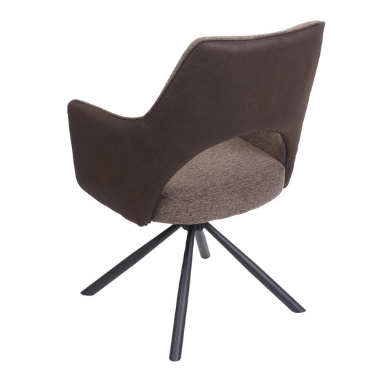 Cosmo Casa - Eetkamerstoel - Swivel - Textiel - Bruin-Donkerbruin