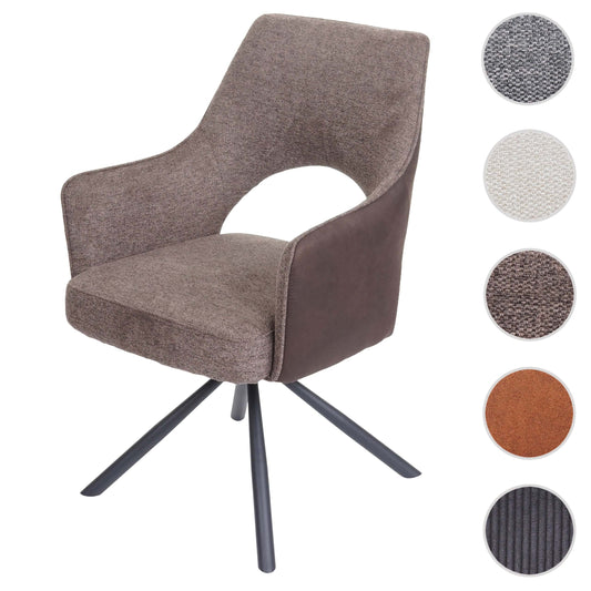 Cosmo Casa - Eetkamerstoel - Swivel - Textiel - Bruin-Donkerbruin