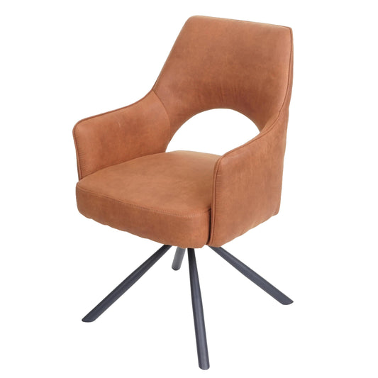 Cosmo Casa - Eetkamerstoel - Swivel - Textiel - Suède Bruin