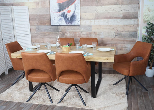 Cosmo Casa - Eetkamerstoel - Swivel - Textiel - Suède Bruin