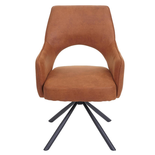 Cosmo Casa - Eetkamerstoel - Swivel - Textiel - Suède Bruin