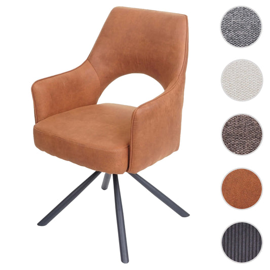 Cosmo Casa - Eetkamerstoel - Swivel - Textiel - Suède Bruin