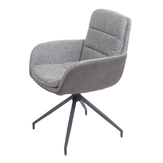 Cosmo Casa - Eetkamerstoel - Swivel - Textiel - Grijs-Donkergrijs