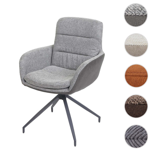 Cosmo Casa - Eetkamerstoel - Swivel - Textiel - Grijs-Donkergrijs