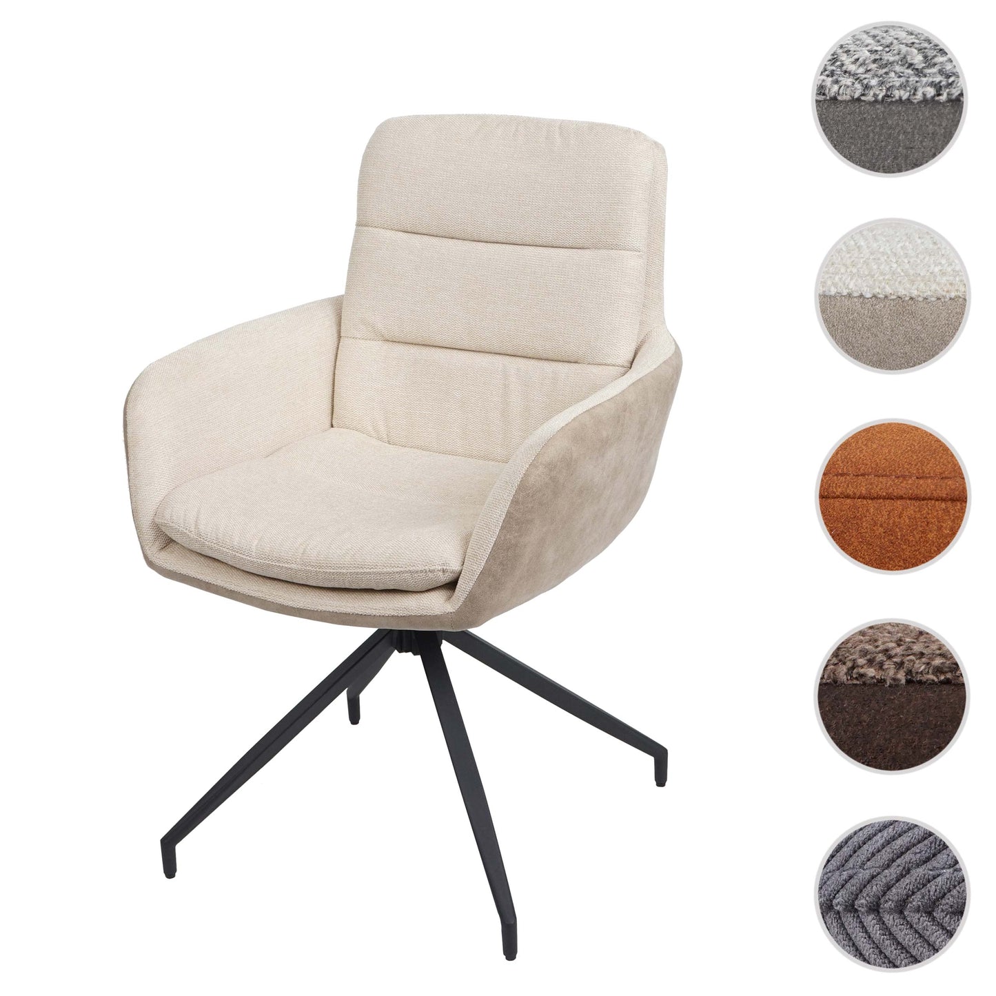 Cosmo Casa - Eetkamerstoel - Swivel - Textiel - Crème-Beige