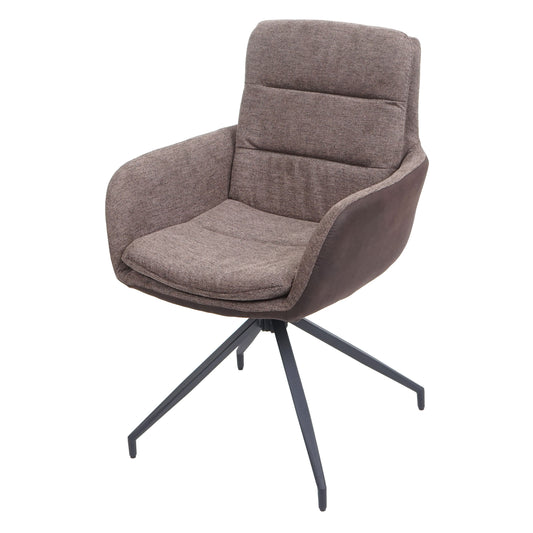 Cosmo Casa - Eetkamerstoel - Swivel - Textiel - Bruin-Donkerbruin