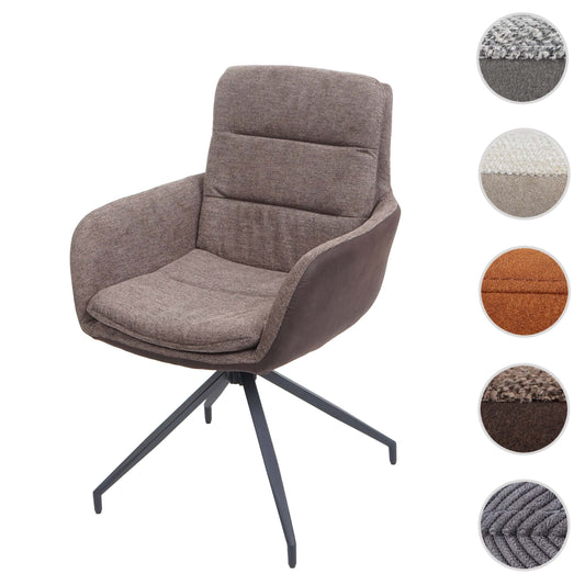 Cosmo Casa - Eetkamerstoel - Swivel - Textiel - Bruin-Donkerbruin