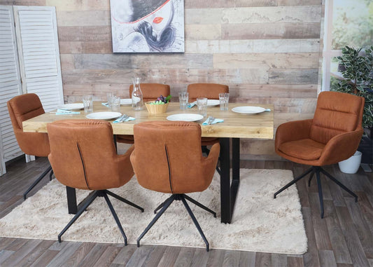 Cosmo Casa - Eetkamerstoel - Swivel - Suède Look - Bruin