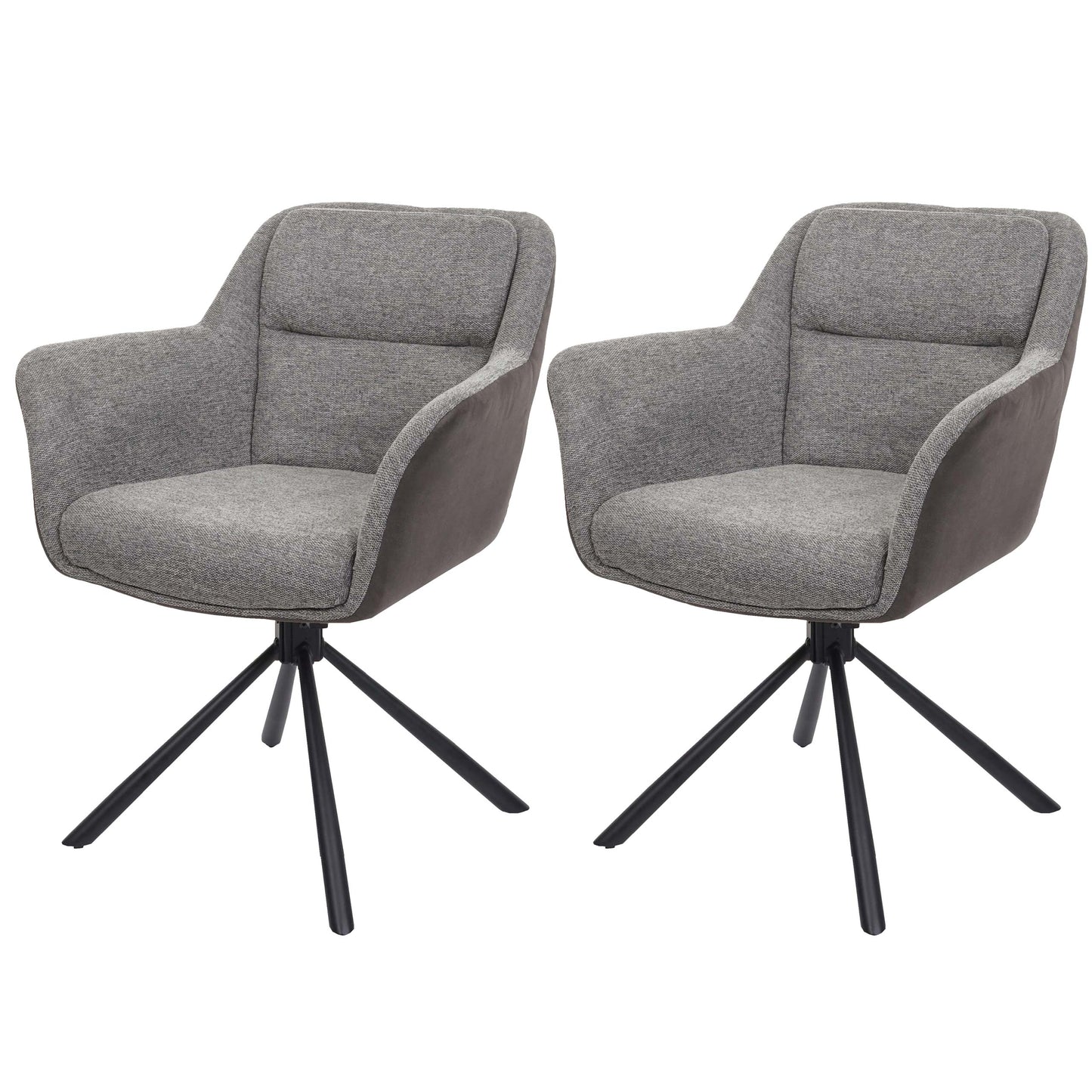 Cosmo Casa - Set van 2 Eetkamerstoelen - Swivel - Kunstleer - Grijs-Donkergrijs
